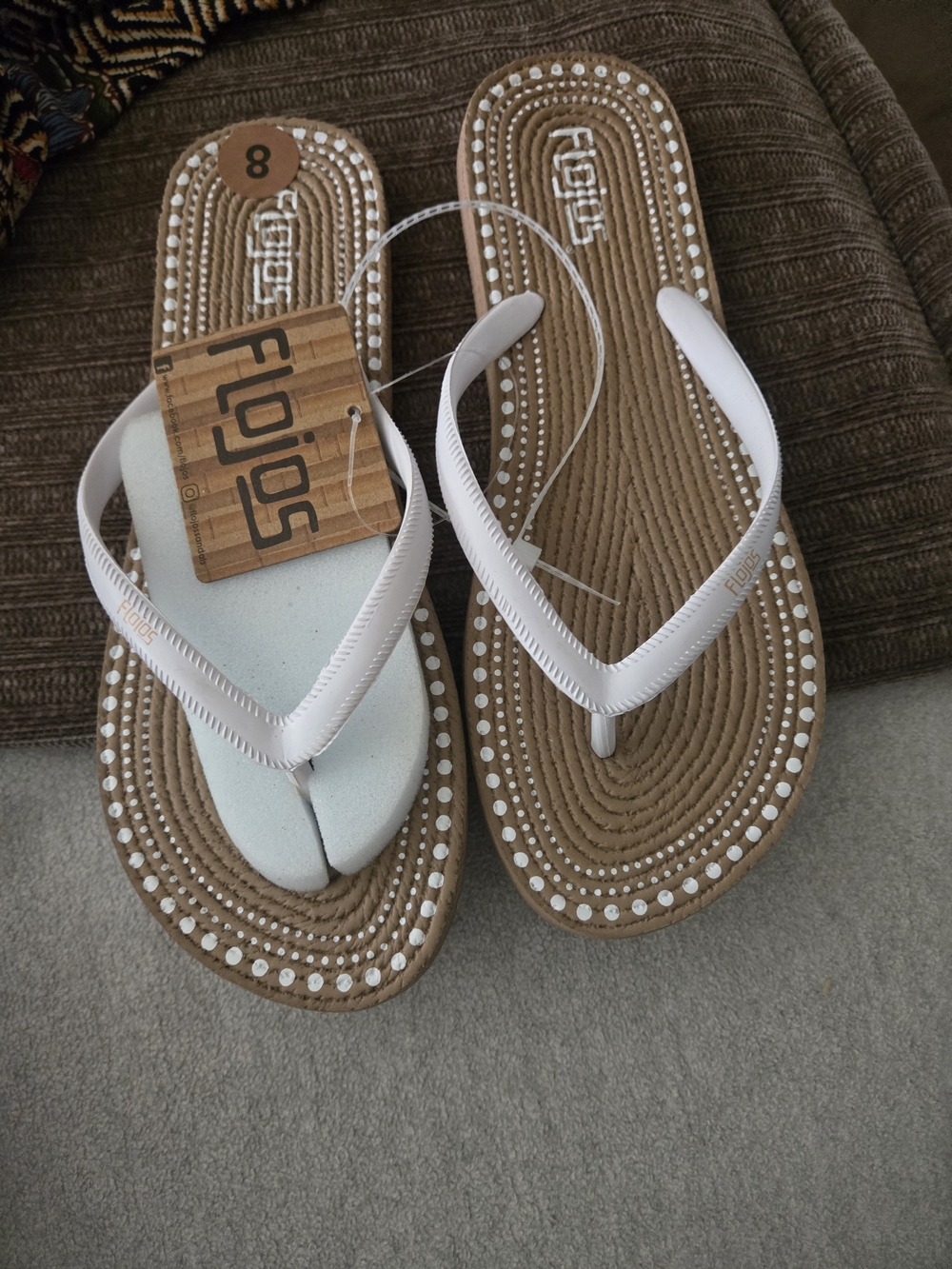 Flojos White and Tan Women's Flip Flop Sandals
